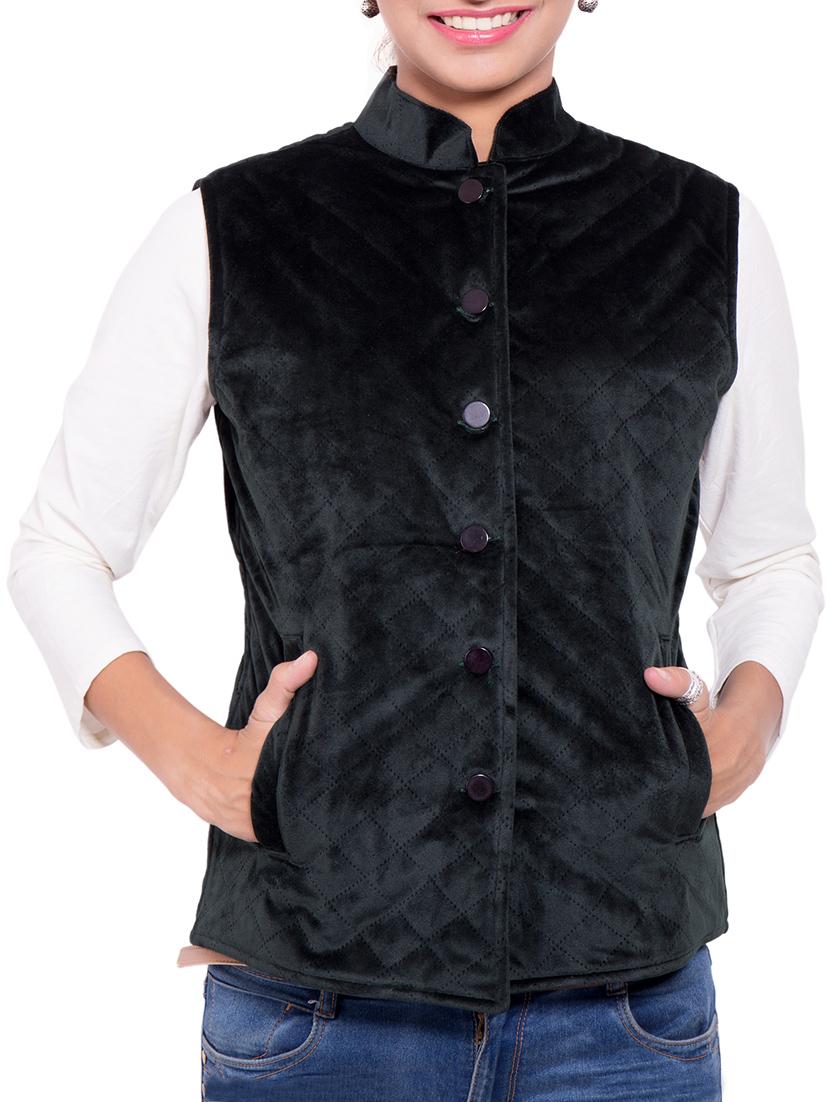 Black Velvet Winter Coat - By