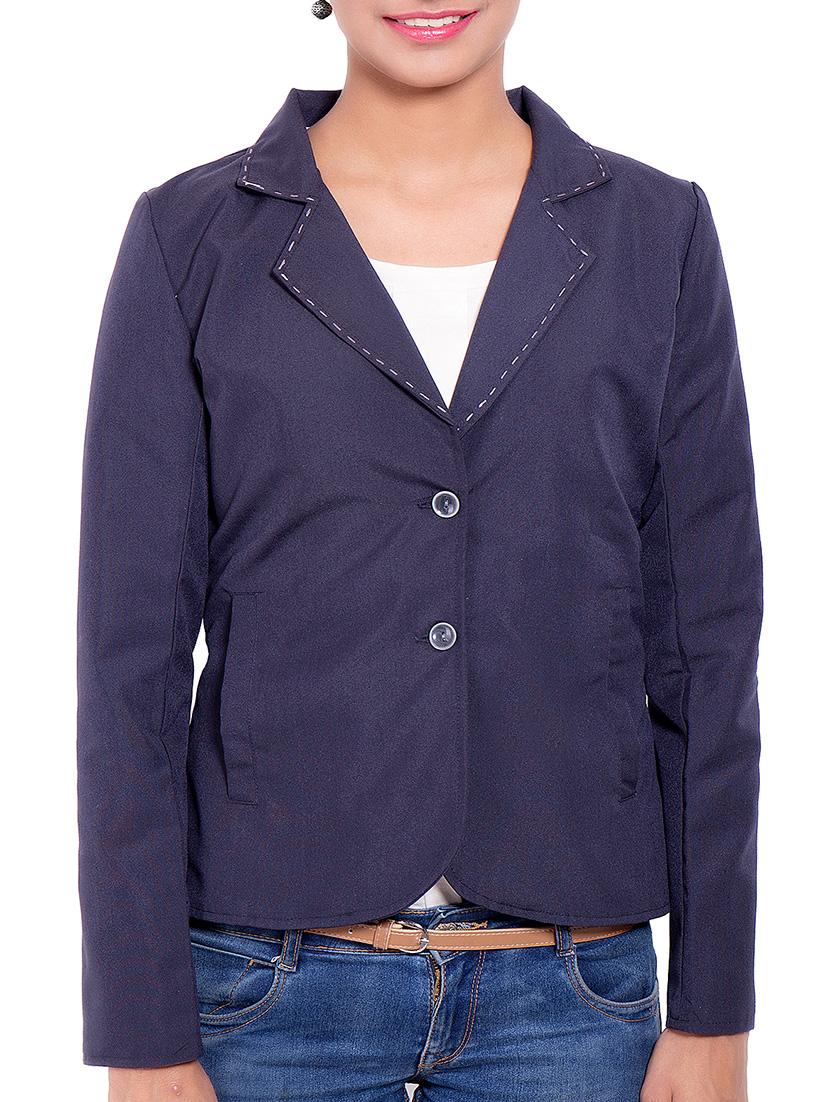 Blue Wool Blend Winter Coat - By - 9842355