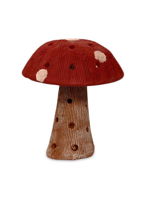 Mushroom Terracotta Handpainted In Red - ExclusiveLane
