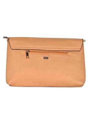 beige Leatherette Cut Work Clutch - 985217 - Standard Image - 2