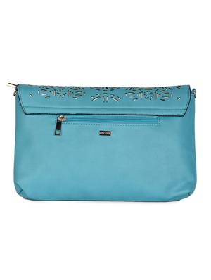 blue Leatherette Cut Work Clutch - 985221 - Standard Image - 2
