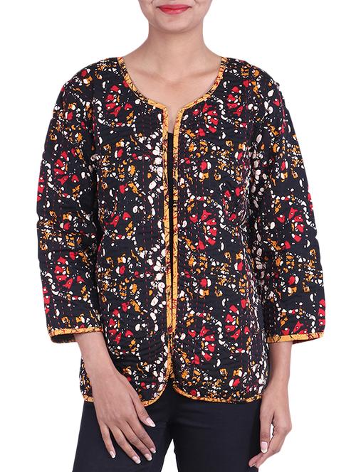 black color cotton summer jacket - 9861092 - Standard Image - 1