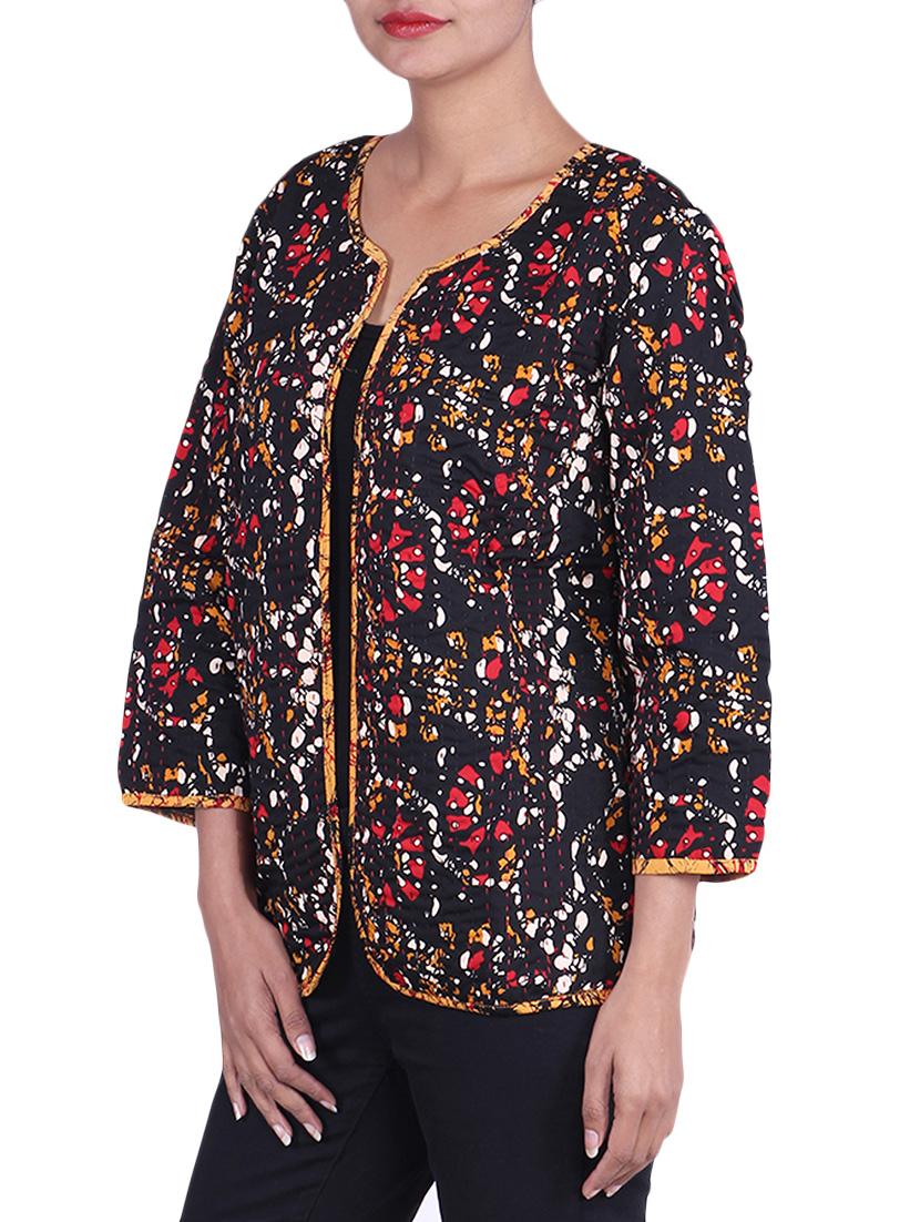 black color cotton summer jacket - 9861092 - Zoom Image - 2