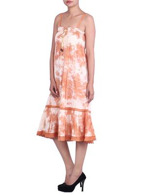brown,cream color cotton dress - 9861114 - Standard Image - 2