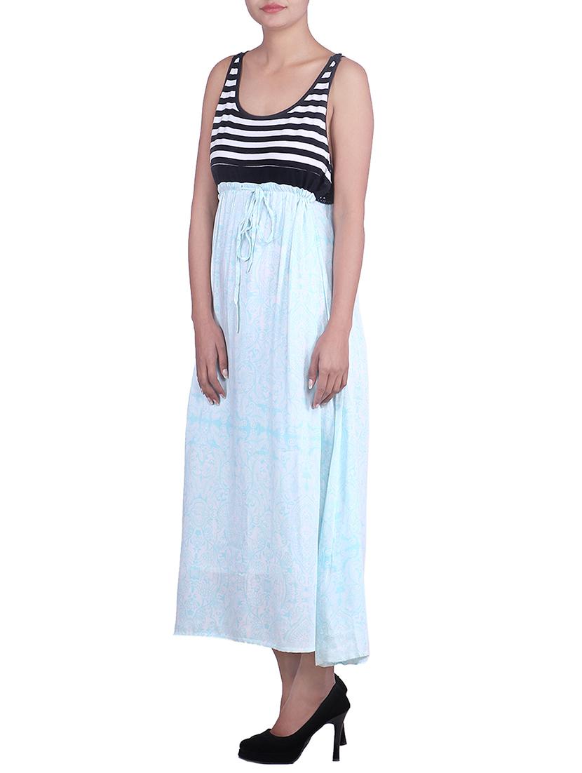 blue,white black color cotton dress - 9861115 - Zoom Image - 2