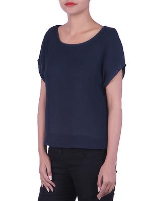 navy blue color cotton top - 9861147 - Standard Image - 2