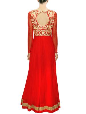 red Net embroidered anarkali suit - 9909132 - Standard Image - 2
