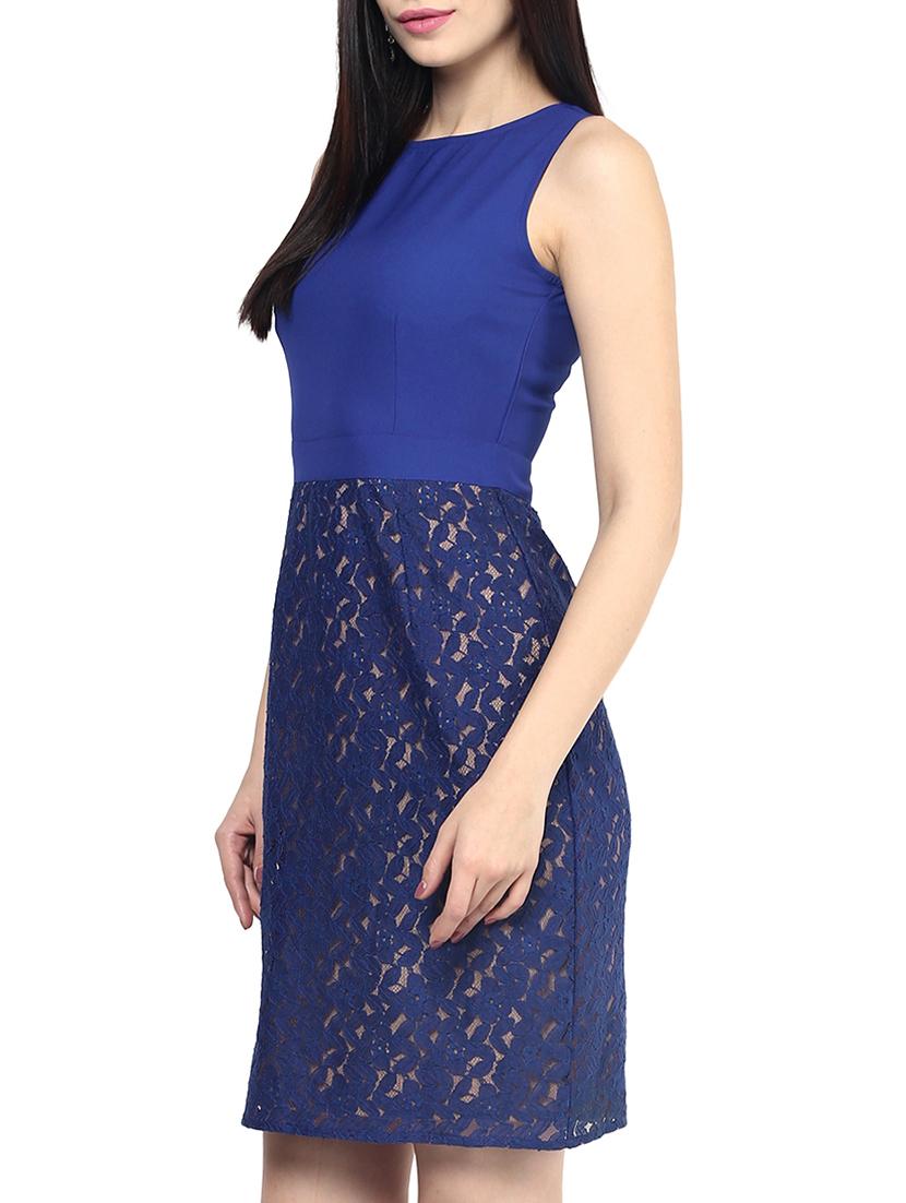 the vanca royal blue floral lace detailed sheath dress - 9932794 - Zoom Image - 2
