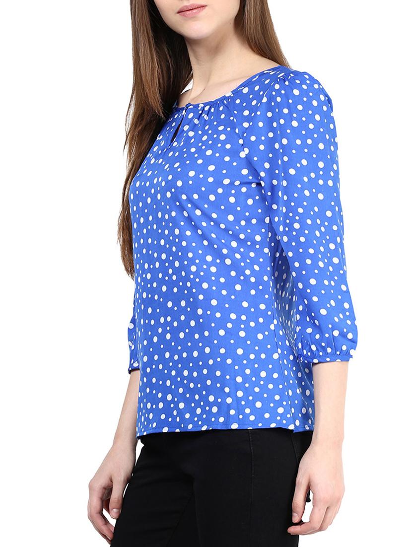 the vanca cobalt blue polka dotted top - 9932824 - Zoom Image - 2