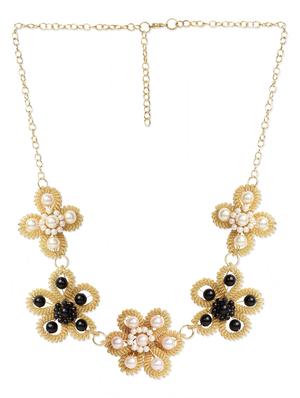 flower design in gold metal alloy necklace - 993915 - Standard Image - 2