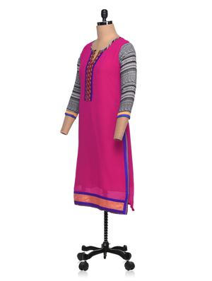 pink georgette straight kurta - 994151 - Standard Image - 2