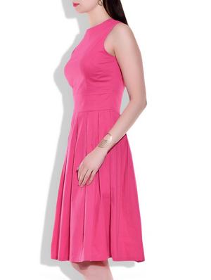 pink cotton lycra pleated dress - 9949090 - Standard Image - 2