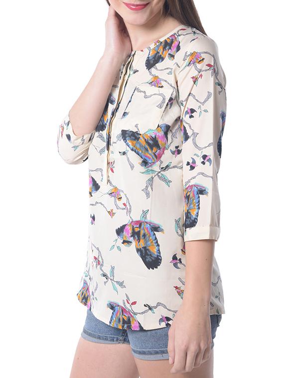 beige color poly Crepe top - 9950349 - Zoom Image - 2
