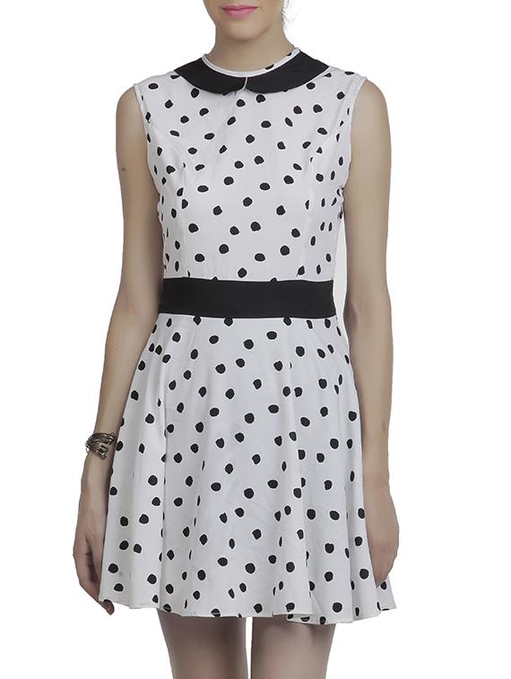 White & Black American Crepe Dress - By