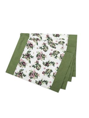 dekor world green floral printed table cover with place mat (pack of 5 pcs) - 9959789 - Standard Image - 2