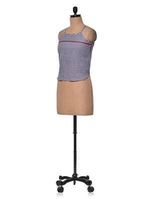 blue & white stripped top with shoulder straps - 997115 - Standard Image - 2
