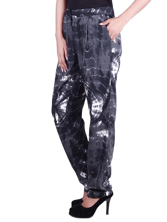 black,grey crepe harem pants - 9973666 - Zoom Image - 2