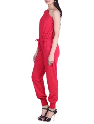 Solid red one-shoulder jumpsuit - 9973719 - Standard Image - 2