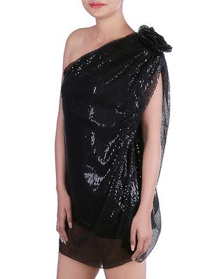 single shoulder flower detail sequins dress - 9973736 - Standard Image - 2