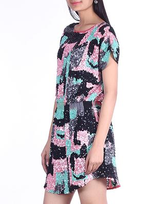 Multicoloured sequin embellished dress - 9973738 - Standard Image - 2