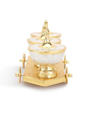 gold , silver brass decorative tray and bowl - 9985725 - Standard Image - 5
