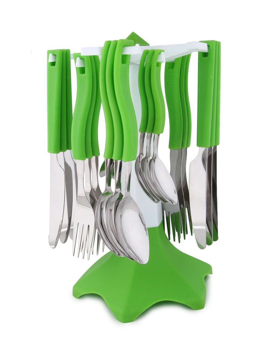 green  cutlery set of 24 pcs  spoons ,forks and knives