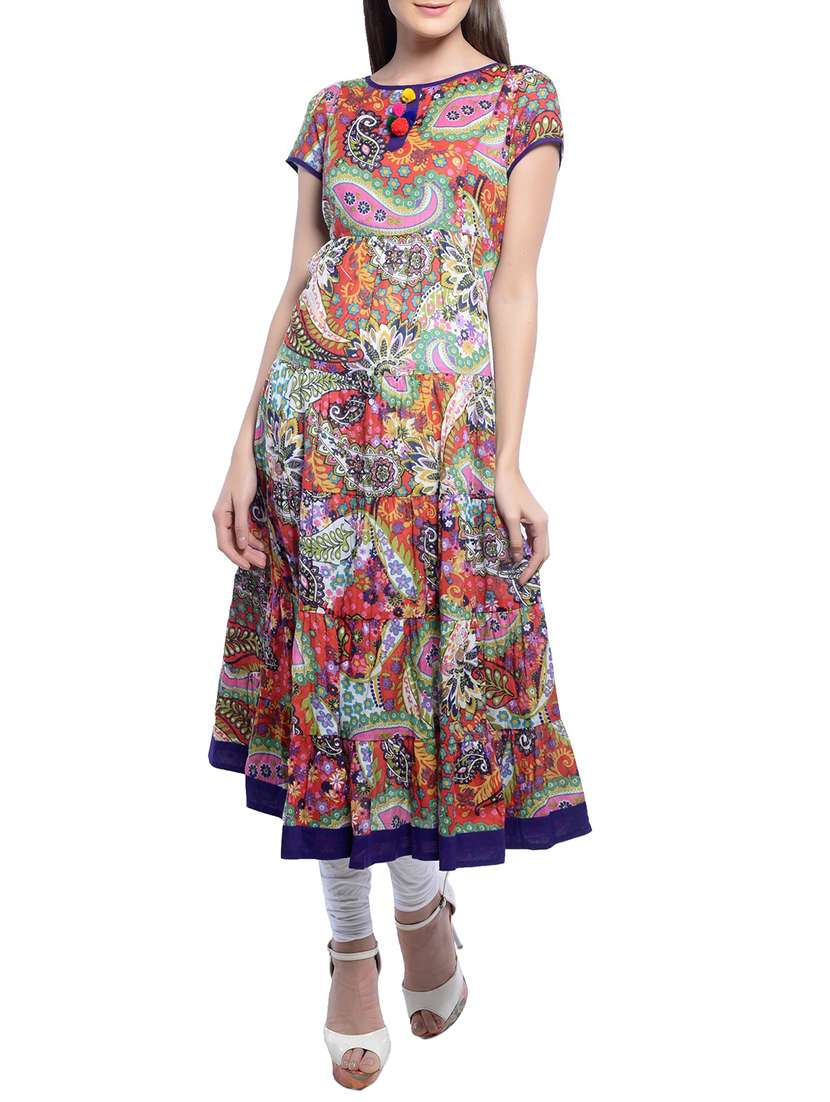 purple cotton tiered kurta