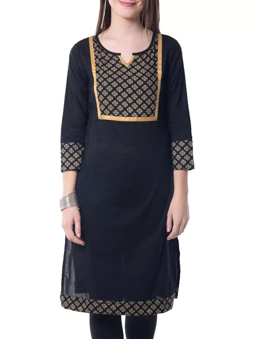 black cotton straight kurta