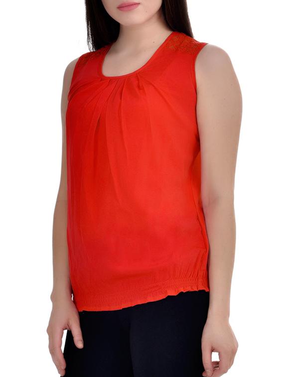 red poly crepe top. - 10010149 - Standard Image - 1