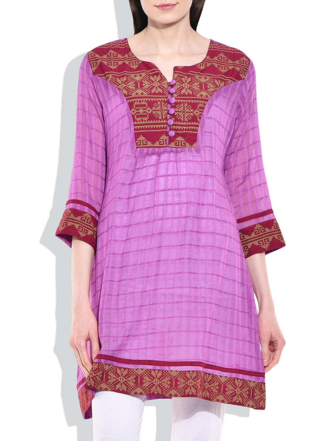 purple cotton straight kurta