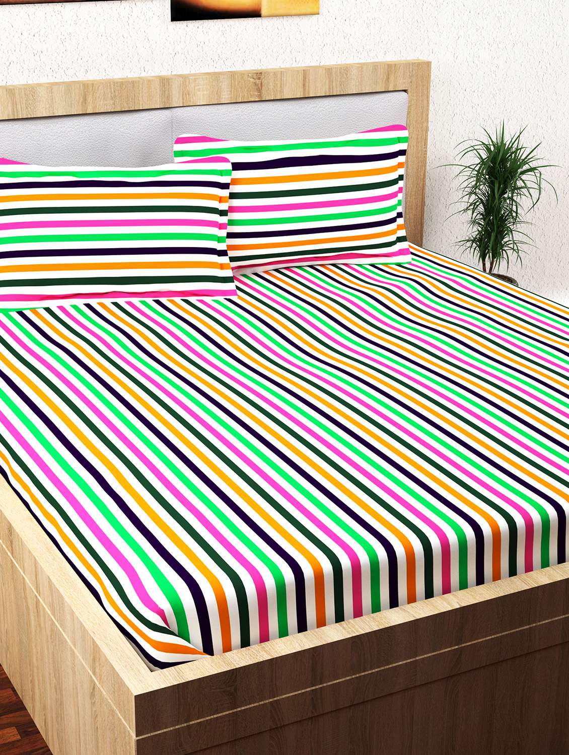 story@ home yellow 100% cotton magic 1 double bedsheet  with 2 pillow cover