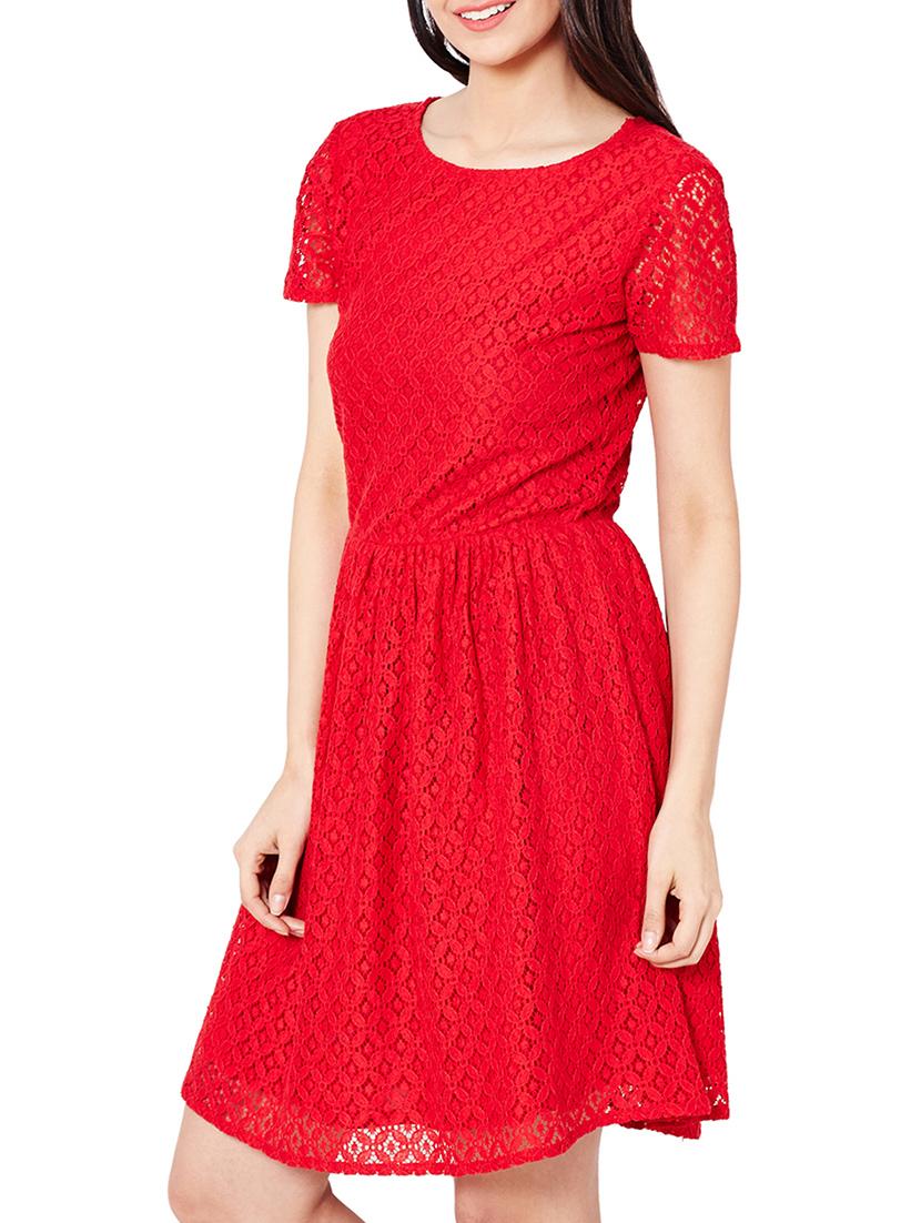 the vanca red nylon lace skater dress - 10016795 - Standard Image - 1