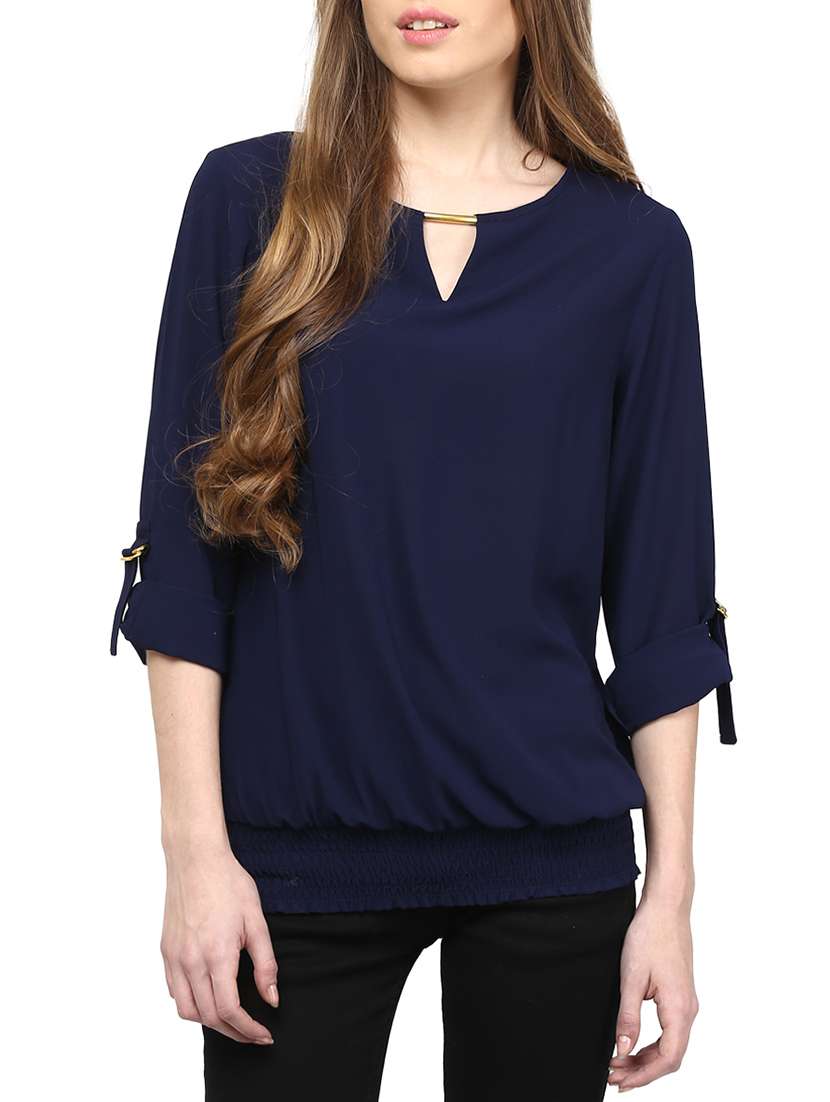 roll up sleeved blouson top