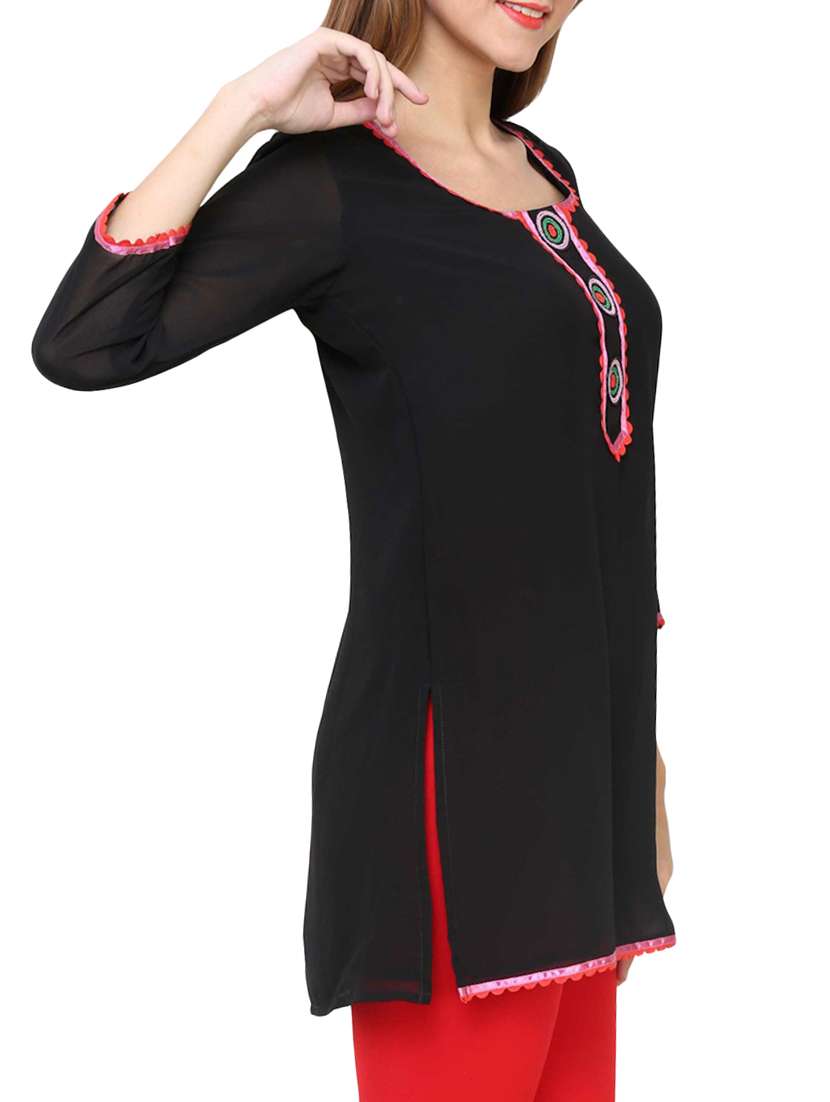 women round neck straight kurti - 10024376 -  Standard Image - 1