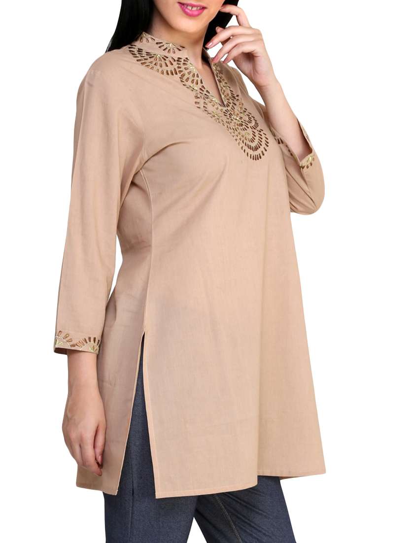 women mandarin neck straight kurti - 10024388 -  Standard Image - 1
