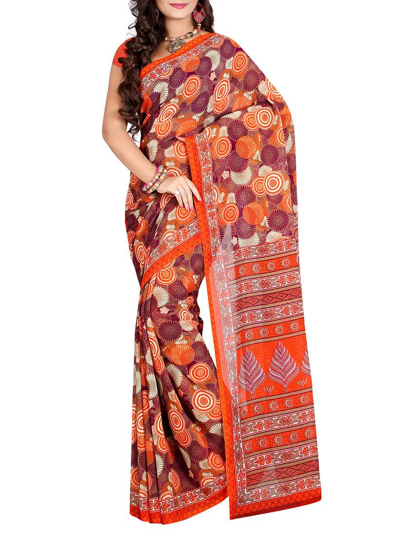 multi georgette printed saree