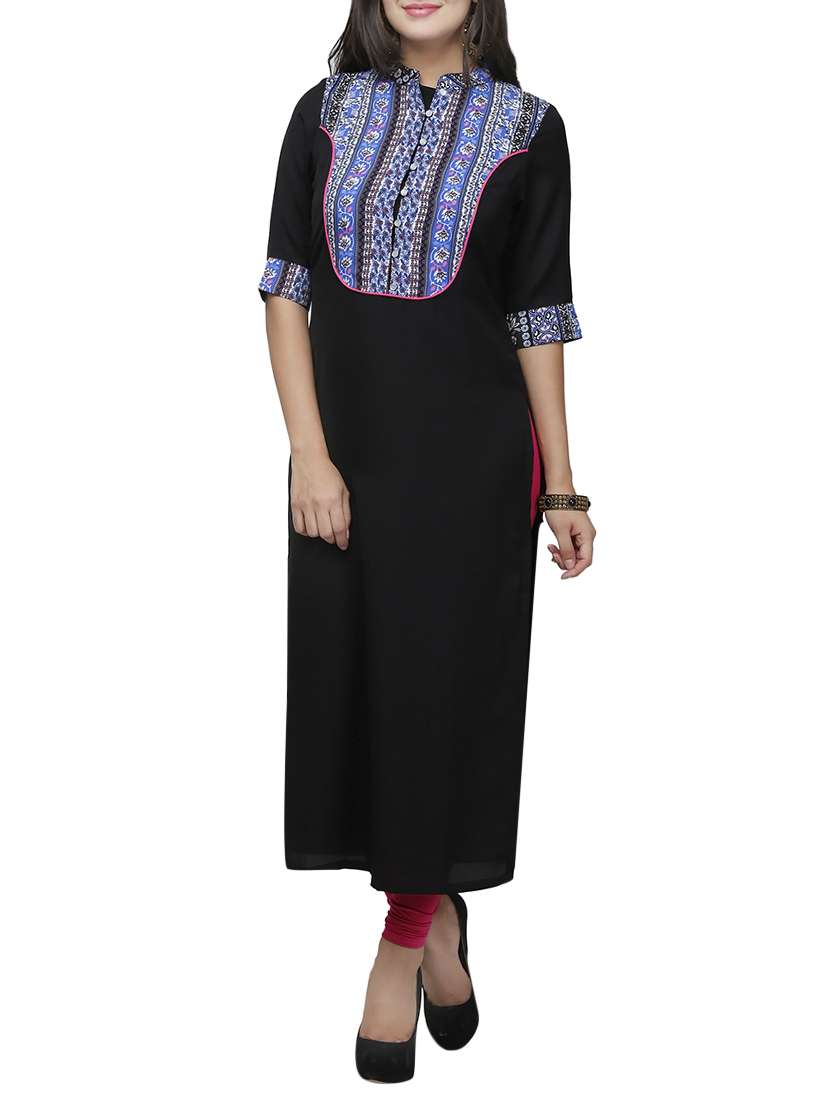 black crepe straight kurta