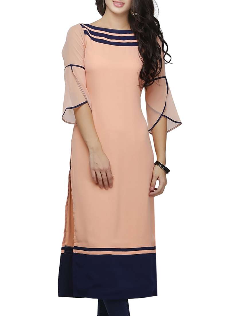 peach georgette straight kurta