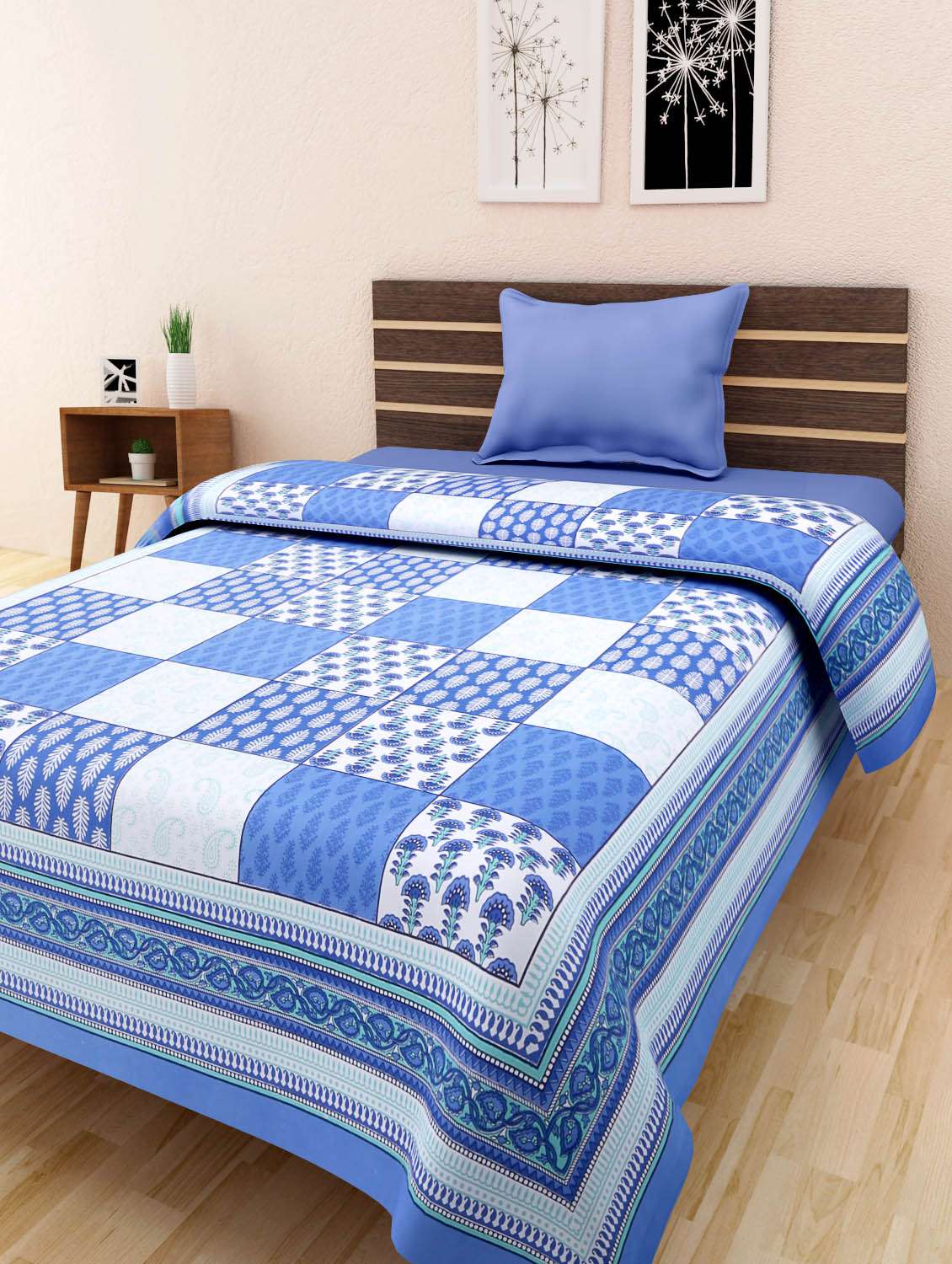 cotton jaipuri traditional single bed sheet