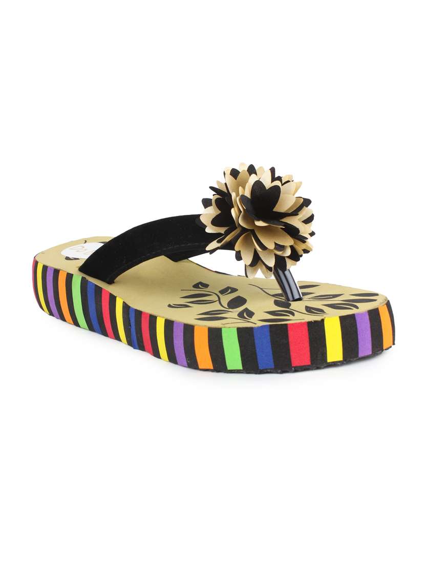 black rubber toe separator flip flops