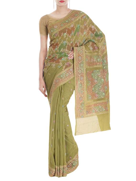 sequence work embroidered saree