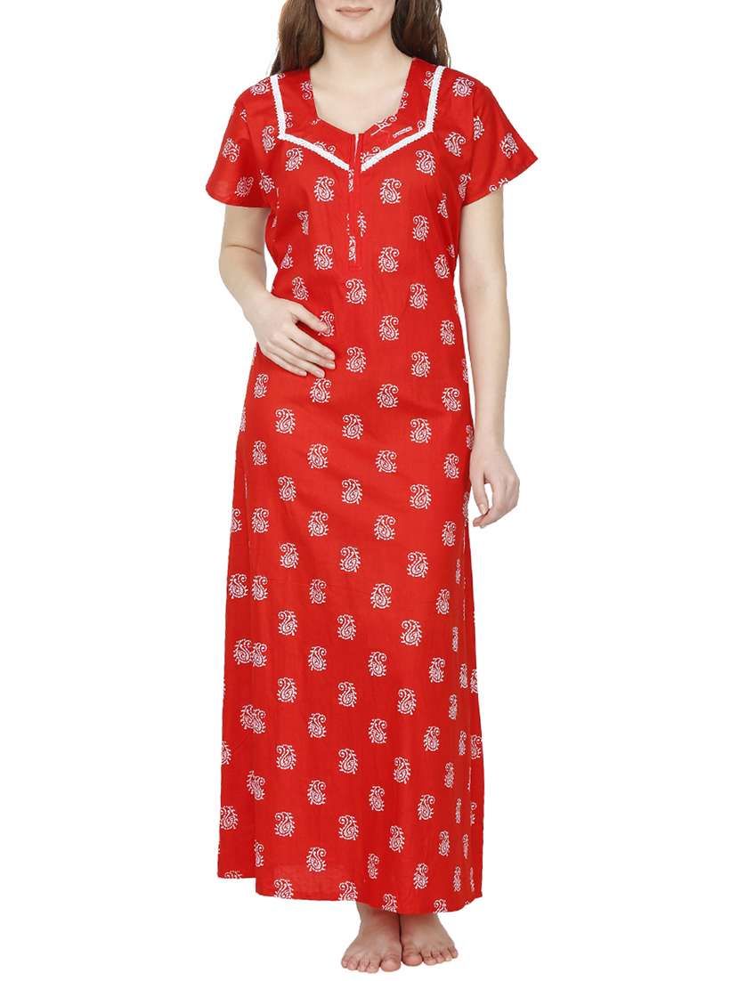 cotton red nighty, nightdress