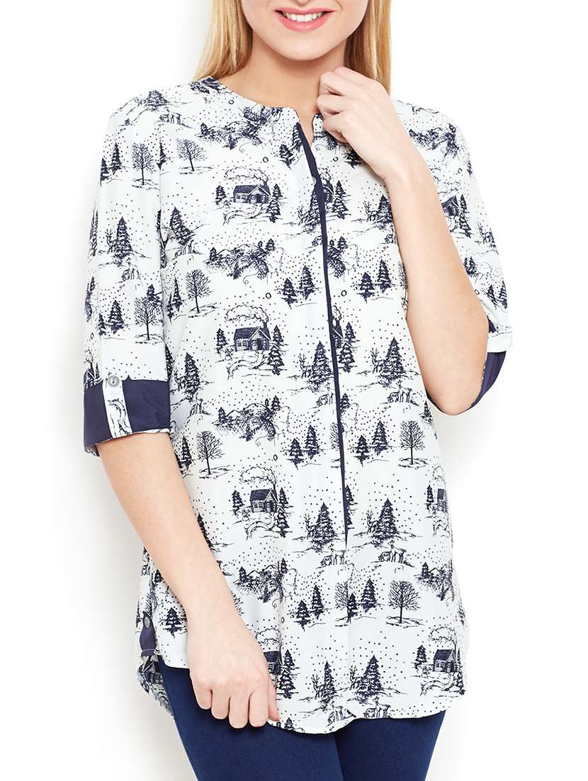 white crepe regular shirt