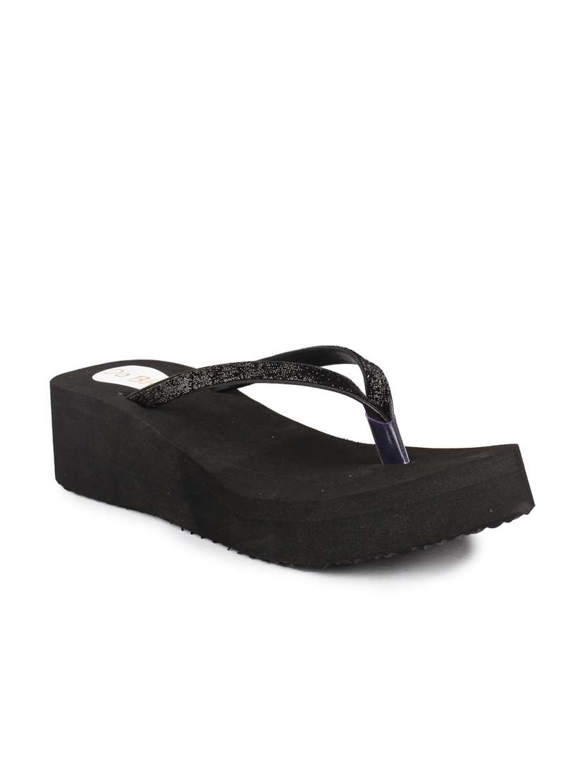 black leatherette toe separator flip flop