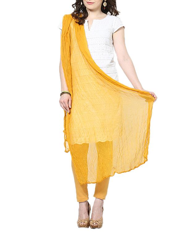 Mango Yellow Chiffon Plain Dupatta - By