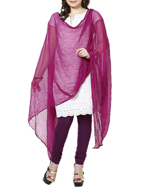Wine Chiffon Plain Dupatta - By