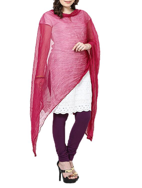Magenta Chiffon Plain Dupatta - By