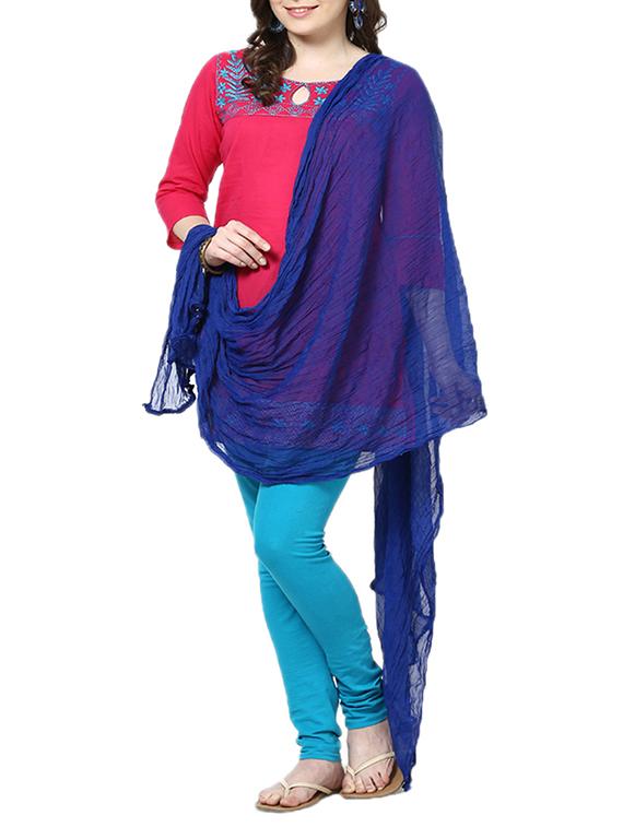 Royal Blue Chiffon Plain Dupatta - By