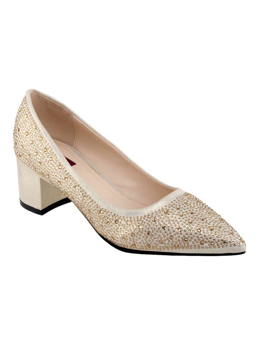 gold  leatherette pumps