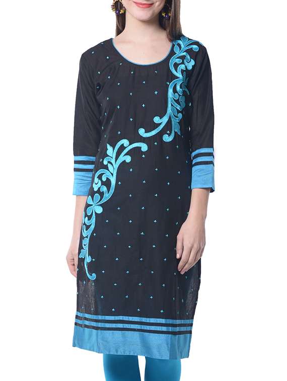 black cotton straight kurta